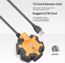 5-Outlet Power Strip with 6ft Heavy Duty Extension Cord HOU506B 14AWG 6FT