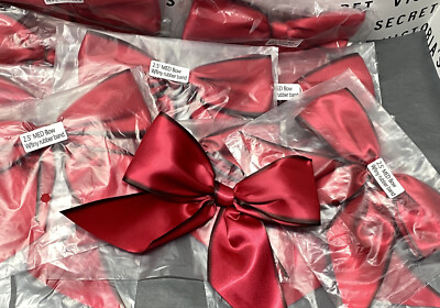 VICTORIA'S SECRET 12 RED BOWS W/BAND DECOR WRAP RIBBON/SILK CUTE RARE ships fast