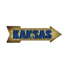 17" kansas state flag wood look arrow street reserved parking sign made in usa