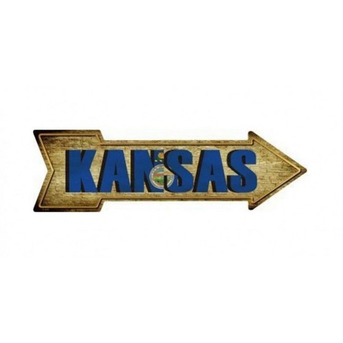 17" kansas state flag wood look arrow street reserved parking sign made in usa - 第 1/1 張圖片
