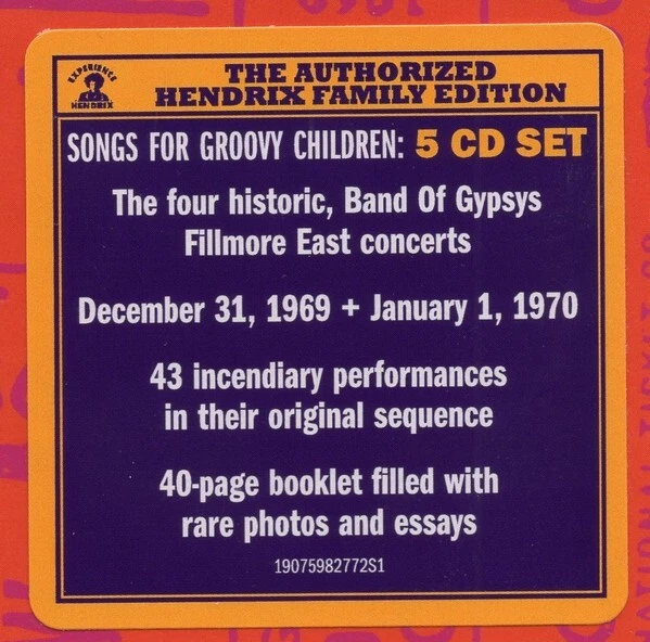 JIMI HENDRIX Songs For Groovy Children The Fillmore East Concerts 1969 5CD  Hype - Image 2 of 4