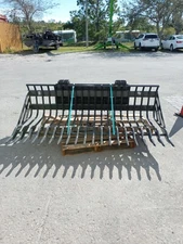 BRADCO 84" ROCK BUCKET 3" TINE SPACING SKID STEER MOUNT COLLECT ROCKS & DEBRIS