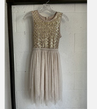 NANETTE LEPORE Girls SEQUIN Bodice Tulle Skirt Dress CREAM 12 NWT