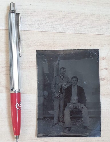 646213,Foto antike Daguerreotypie Platte Männer um 1850 Daguerreotypieplatte