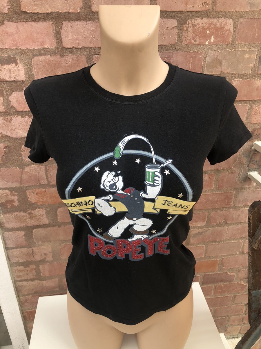 MOSCHINO JEANS Popeye T-Shirt Black Vintage Graphic Tee Cotton