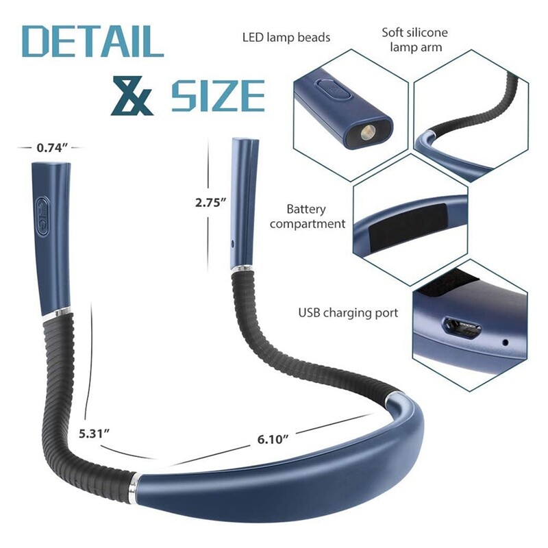 LED Neck Reading Lights, Rechargeable Book Light for Reading, Silicone