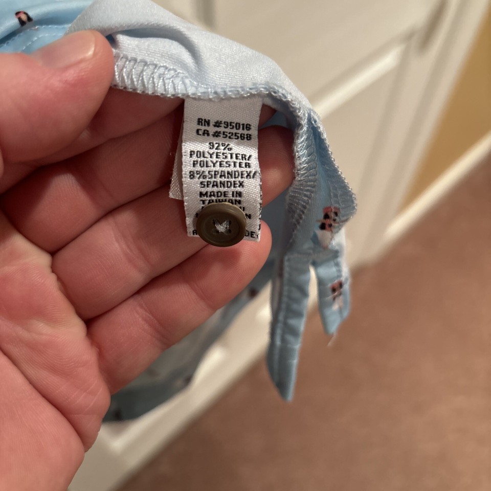 Straight Down Golf Polo Men's XL Hula Girl Print Blue Stretch Oyster