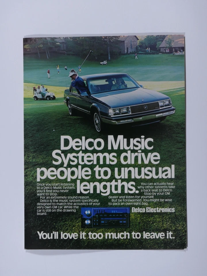 1986 Buick Vintage Delco Golfing Out Of Window Original Print Ad 8.5 x 11" - Image 3 of 4