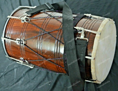Musical Instrument Wedding Rosewood Sheesham Punjabi Bhangra Dhol With Bag - Picture 9 of 16