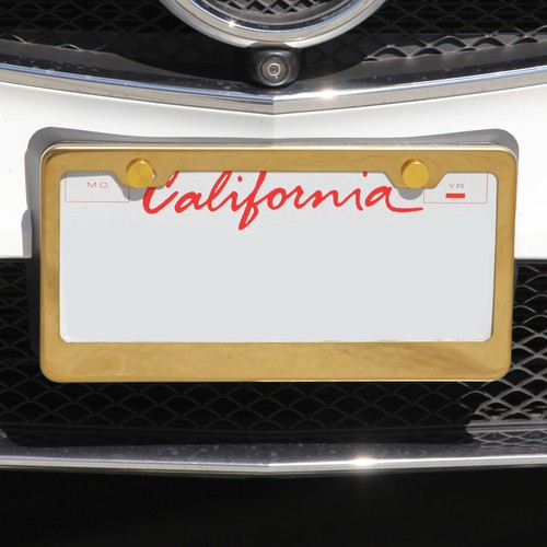 Gold Chrome License Plate Frame LR2 Laser Etched Metal Screw Cap - Bild 5 von 8