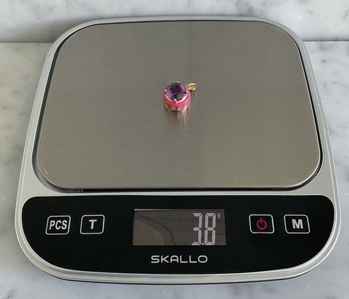 Amethyst, Moissanite, Pink Enameled Pendant 3.60 CTW 925 Silver Vermeil Plated - 第 17/17 張圖片