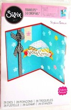 Card with Banners 3-D Drop-ins Sizzix Framelits Die Set NEW 