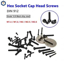 M1.4 M1.6 M2 M2.5 M2.6 Black Alloy Steel Allen Hex Socket Cap Head Screw Bolts
