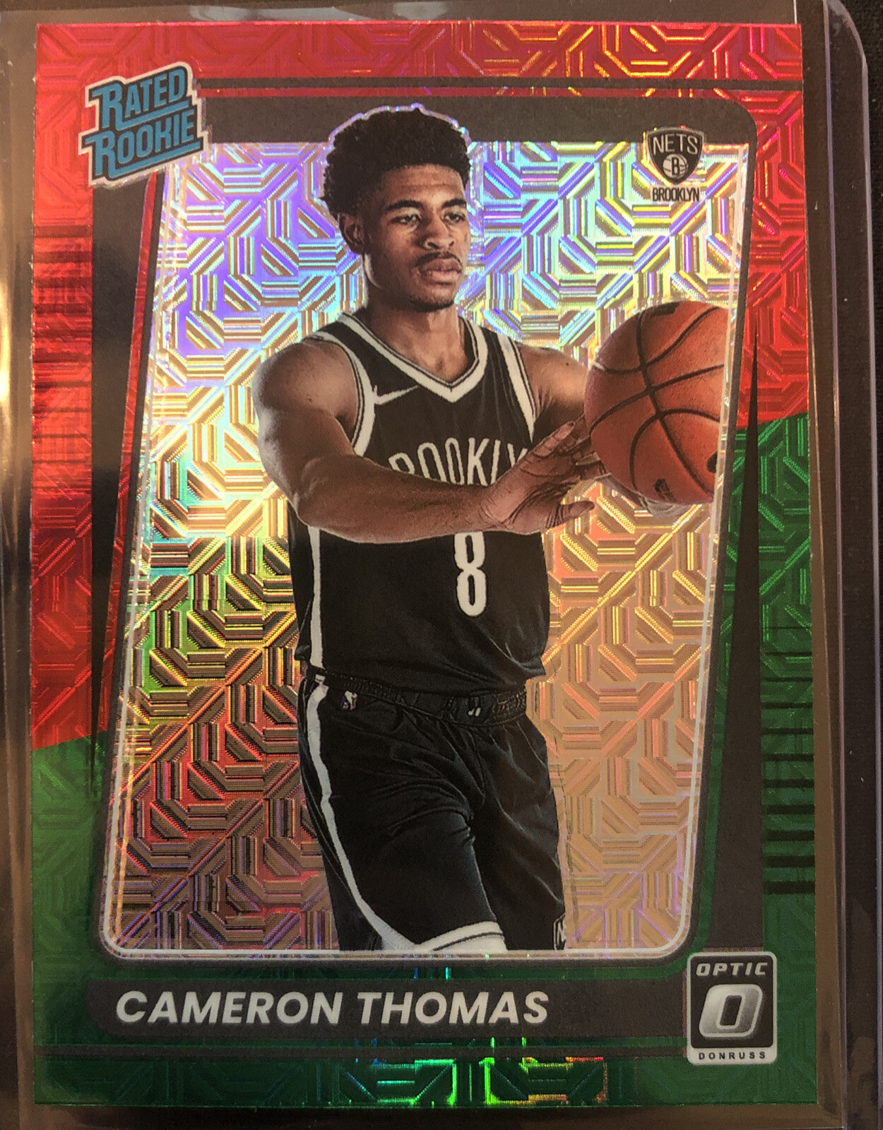 2021-22 Donruss Optic Cameron Thomas RC Base Choice Red & Green Prizm #153 Nets