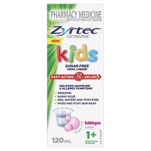 Zyrtec Kids Antihistamine Allergy & Hayfever Oral Liquid Bubblegum 120ml - Picture 3 of 5