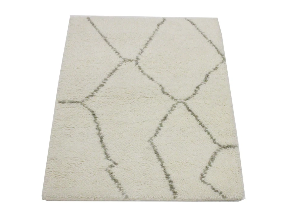 Indo Teppich Handgeknüpfter Berber Modern Einfarbig 90 cm x 60 cm Neuer Teppich - Bild 2 von 4