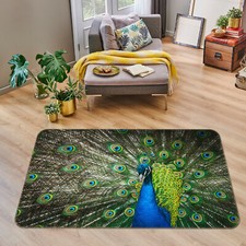 3D Peacock Open Screen B066 Animal Non Slip Rug Mat Elegant Photo Carpet Zoe