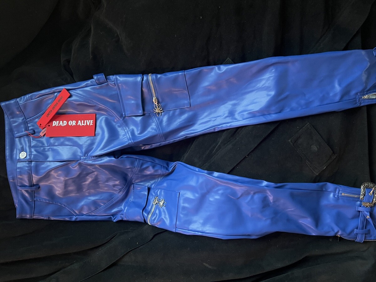 Guapi Electric Blue Dead Or Alive Leather Pants 28W