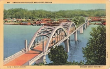 Postcard Umpqua Rivers Bridge, Reedsport, Oregon VTG VPC02.