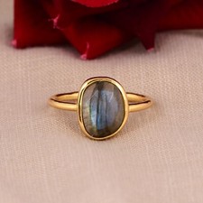 Labradorite Stackable Rings 925 Silver 14k Gold Plated Engagement Ring Gift