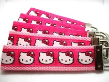 Hello Kitty Ribbon on Strong Webbing Key Fob, Keychain, Wristlet Hot Pink 