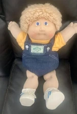 Vintage Coleco Cabbage Patch Kids Baby Doll Blonde Boy Blue Eyes Dimples CPK Toy