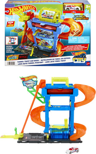 Mattel Hot Wheels City Tunnel Twist Car Wash Color Shifters