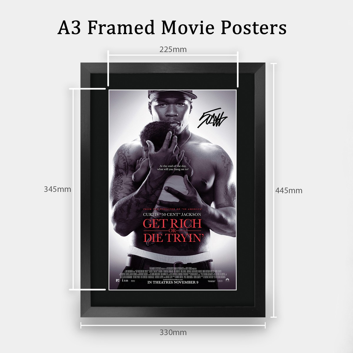 Get Rich or Die Tryin Movie Poster Signed Printed Autograph A3