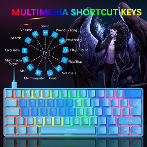 60% Gaming Keyboard and Mouse Wired RGB Backlit Mechanical Keyboard For PC PS4 - Picture 7 of 24
