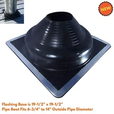 Round Base Pipe Flashing Roof Jack Pipe Boot for OD Pipe Sizes 6-3/4" - 14" NEW