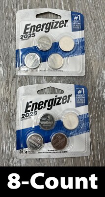 Energizer 2025 CR2025 3V Lithium Coin Cell Button Batteries Lot Of 8 Exp 3/32