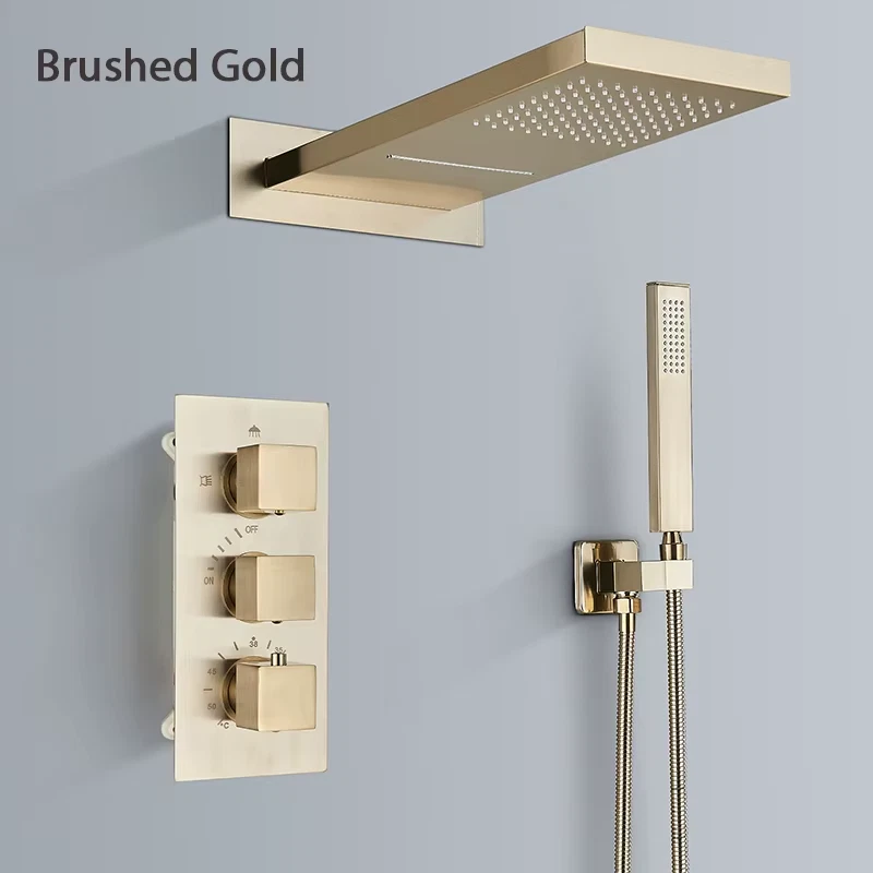 Thermostatic concealed Shower Set Rain Waterfall Shower Head with three way
Opens in a new window or