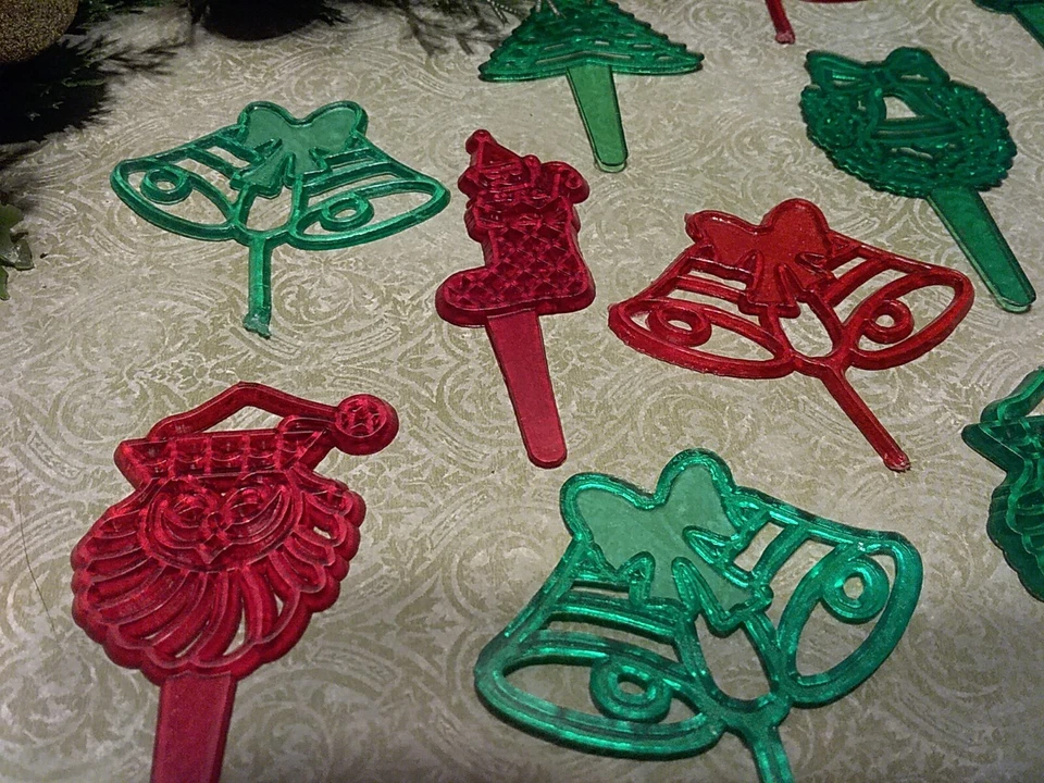 Lote De 12 Selecciones De Cupcakes De Plástico Surtido Navidad Años 60/70 Rojo y Verde✨  Foto 2 de 4