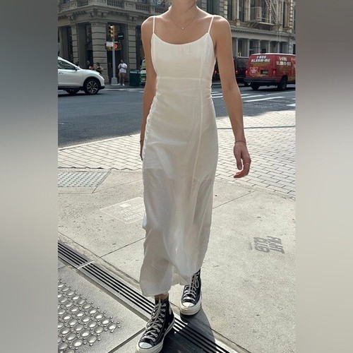 Brandy melville white Colleen slip dress with Tie Barely Worn eBay