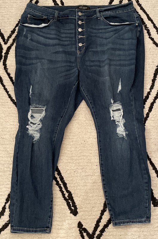 Judy Blue Madelyn High Rise Button Fly Skinny Size 24W JB88477 24x27