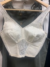 2 VINTAGE CORDELIA HOLLYWOOD WHITE LACE CORSET BUSTIER 34B BRA MODEL 0987 11D 