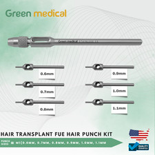 Hair Transplant FUE Hair Punch KIt Puch Sizes .6mm, .7mm, .8mm, .9mm, 1mm, 1.1mm