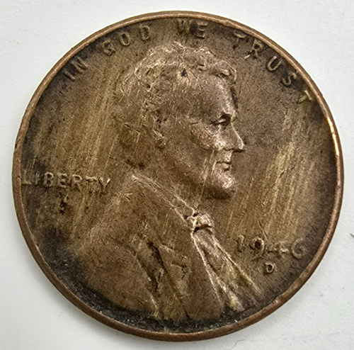 1946 D Lincoln Wheat Cent Woody XF Wood Grain Penny Improper Alloy Mix Error