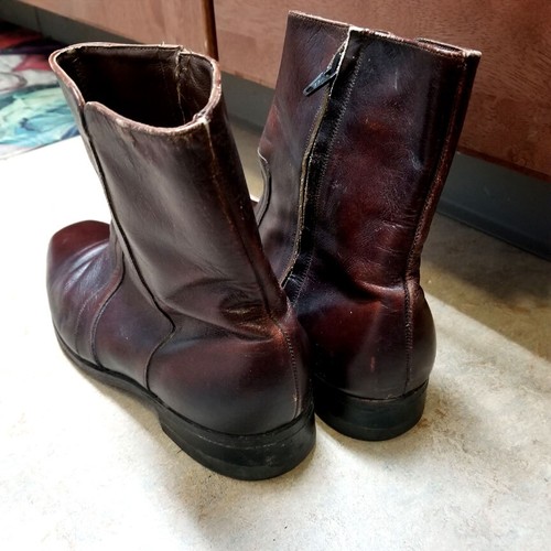 1970's Florsheim Deep Burgundy Square Toe Ankle Boots W/Low Heel 8D - Picture 10 of 10