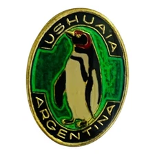 Vintage Ushuaia Argentina Penguin Lapel Hat Pin Travel Souvenir