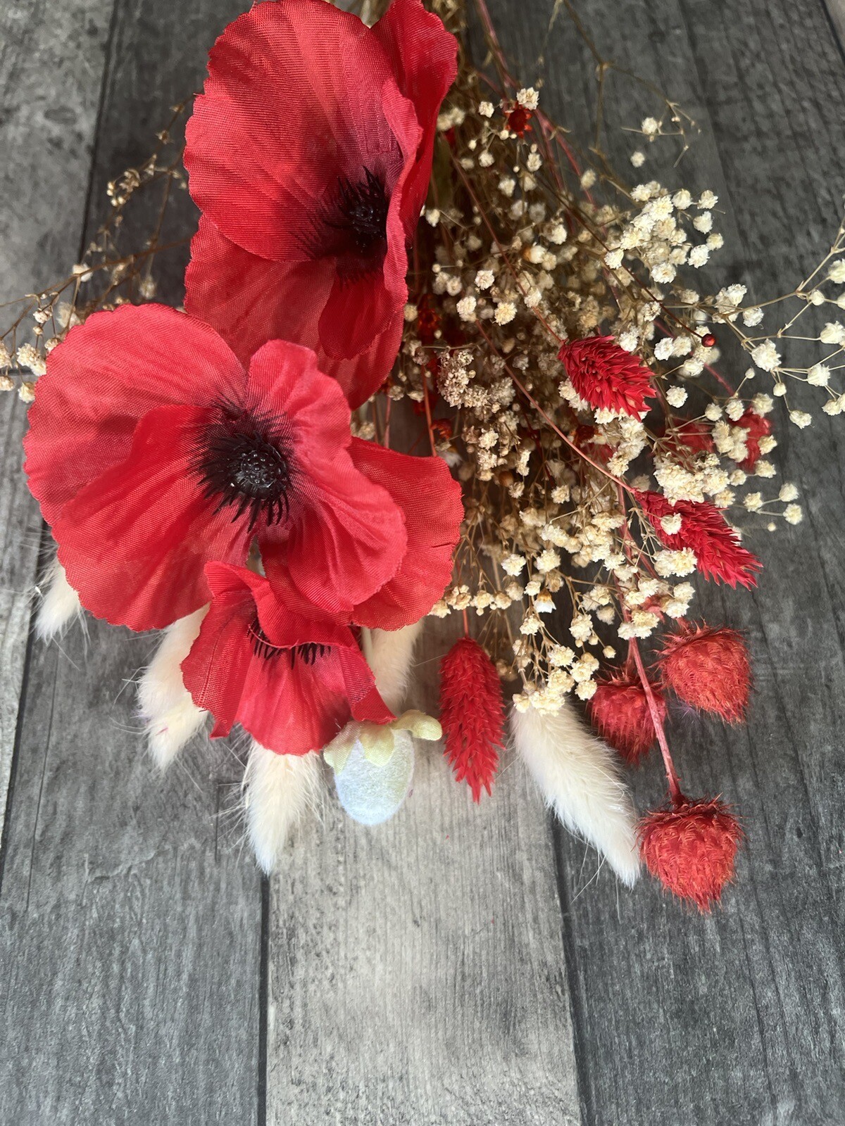 ARTIFICIAL SILK DRIED FLOWER BOUQUET 40CM HANDMADE CHRISTMAS MIXED WHITE & RED eBay