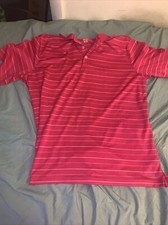 Champion Mens Golf Polo Shirt Pink White Striped Short Sleeve Duo Dry XL