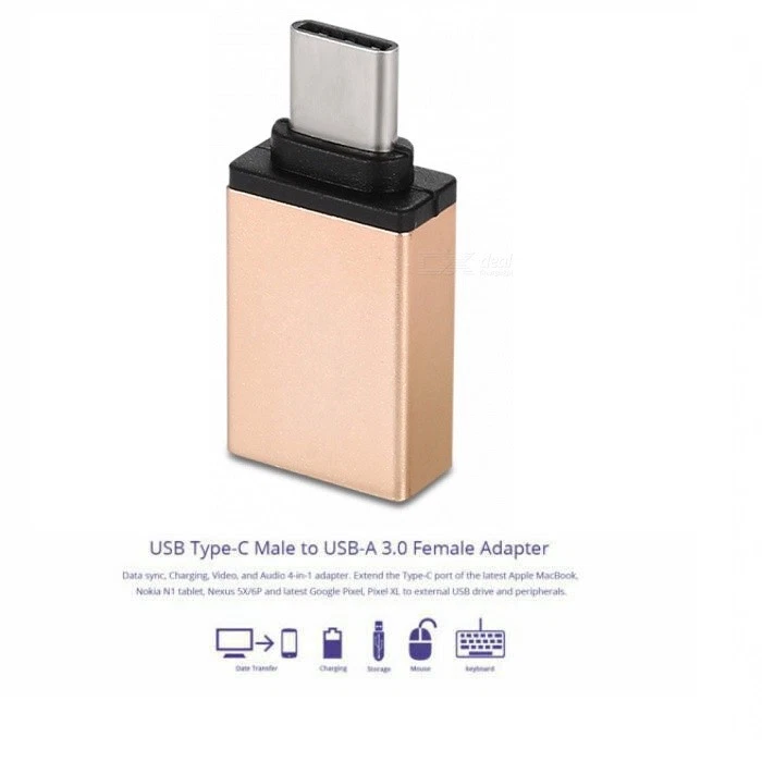 3x OTG GOLD USB-C Adapter Type-C to USB 3.0 Adapter for MacBook-Pro Note8, [ST-O - Image 2 of 4