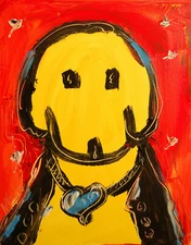 DOG   ABSTRACT ORIGINAL   FINE ART Painting IMPRESSIONIST KAZAV  BY8O0r