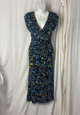 Moulinette Soeurs Anthropologie XS Botanical Dusk MIDI Dress Knit Cap Sleeve