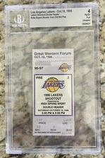 KOBE BRYANT PRESEASON ROOKIE TICKET 1996 LAKERS SHOOTOUT DOUBLEHEADER DNP BGS 4