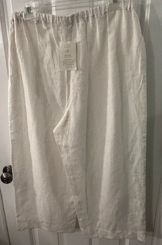 Kathleen Sommers Women’s Size M White/Beige Striped Linen Wide Leg Capri Pants - Picture 6 of 9