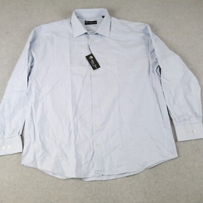 Alberto Zimni Shirt Mens 18.5L Long Signature Button Up Blue Long Sleeve NWT