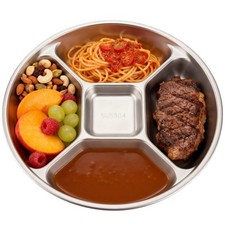 304 Stainless Steel Divided Plate 5Compartment Serving Dish Fits 8.9 Inch