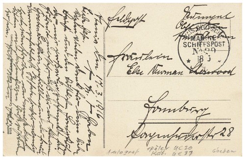 AK Türkei Marine 18.3.1916 MSP 29 SMS Goeben Autograph später UC 20 u. UC 37 - Bild 2 von 3
